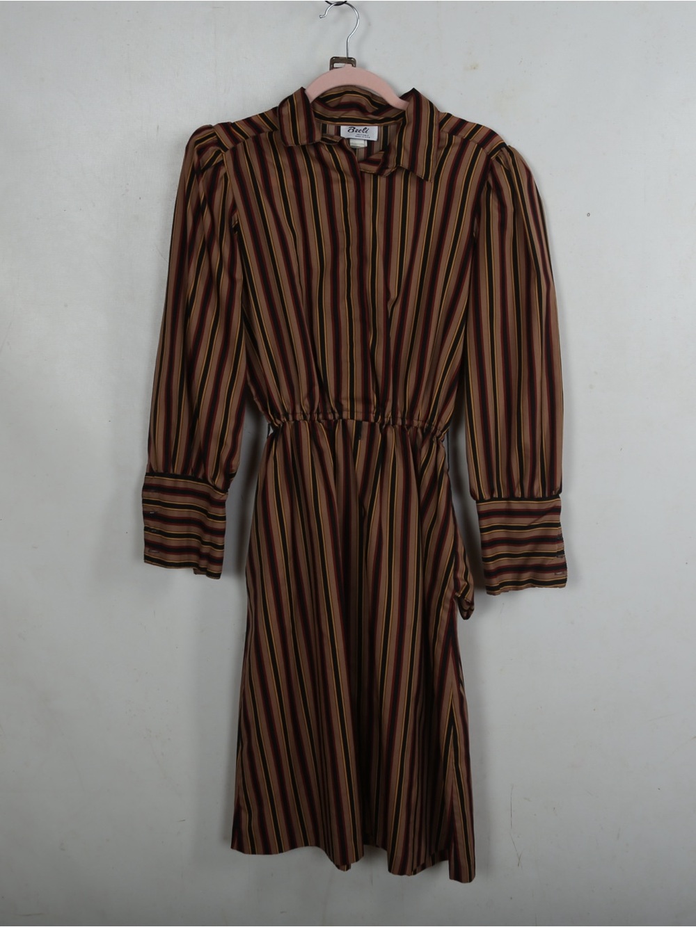 Bett Brown Striped Long-Sleeve Shirt Dress